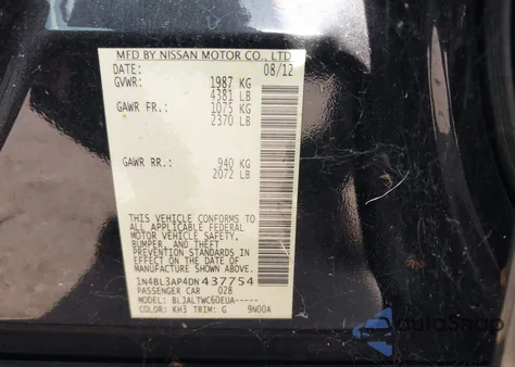 2013 Nissan Altima 3.5 Sv from USA, damaged, VIN 1N4BL3AP4DN437754